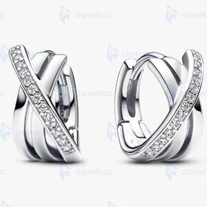 Pandora Crossover Pavé Hoop Earrings